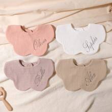 1pc Customized Embroidery Name Baby Bib, Decoration Drool Cloth, Infant Shower Gift For Boys Or Girls,Delicate Romance,Baby,Customized Baby Bibs - Multicolor - View 4