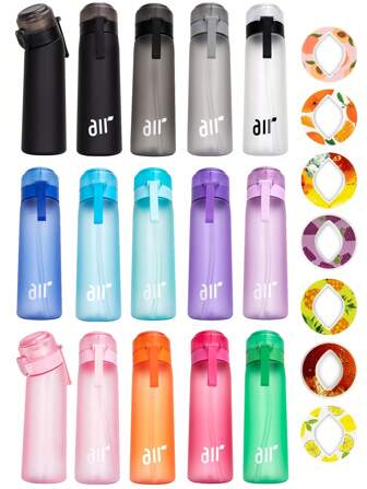 1pc Fruit Fragrance Water Bottle, Sports Water Bottle Starter Up Set Drinking Bottles, Outdoor Sports Water Cup With 1 Random Oval Fruit Aroma Ring, For Gym And Outdoor Gift - (Flavor Pods Improving Only The Sense Of Smell, Not The Taste) Not Changing The Taste Of Water, Only Making It Smell Fragrant