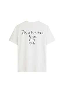 你爱我吗？女士春夏新款字母日常休闲圆领短袖T恤时尚街头潮流装，您的度假必备单品。图案T恤女款白色上衣