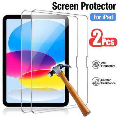 Yezodawee 适用于 iPad 第十代 10.9 英寸（2022 款）的 2 片装屏幕保护膜，[兼容面容 ID 和 Apple Pencil]，超硬钢化玻璃膜，防刮花，无气泡，高清，防碎裂，防指纹，平板电脑屏幕保护膜，兼容 Apple iPad Mini/Air/Pro，防水，防震，防摔，全覆盖