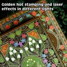 1pc,2pcs, 256Pages,Butterfly Flower Vintage Colored Pages Hardcover,Golden-Plated Laser Foil Stamped Diary,Bookmarked With Vintage Handbook,Suitable For Portable Notebook, Perfect Gift