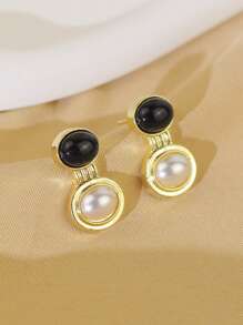 1 Pair Classic Retro Style Faux Pearl Ellipse Luxury Minimalist Unique Stud Earrings, Suitable For Women's Daily And Festival Wear - Pearl Oval - View 3