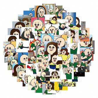 118Pcs/Pack Cartoon Bangbang And Yuzhi PVC Decoration Sticker Packs, For Laptop Cup Luggage Table Helmet Skate Camera Guitar