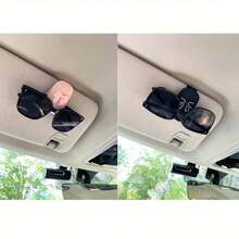 1pc Car Sun Visor Glasses Clip – Bowknot Design, Interior Accessory, Fits Most Vehicles.