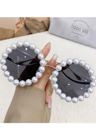 1 Pair Cute Ombre Casual PC(Polycarbonate) Pearl Wave Arm Full Frame Fashion Fashion Glasses, Suitable For All Seasons