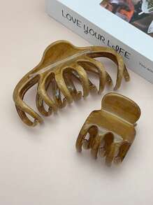 1pc Retro Minimalist Fashion Design Wooden Color Hair Clip, Hair Accessory For Women