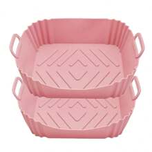 1pc/2pcs Reusable Silicone Air Fryer Liners - Thickened Square Baking Pan, Suitable For Healthy Cooking, Fit 4-7Qt Air Fryers, Oven & Microwave Safe, Non-Stick & Easy To Clean, Great Gift For Christmas, Halloween, Easter, Thanksgiving