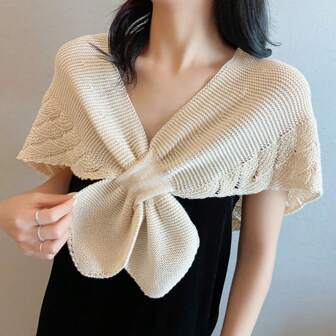 1件装女士时尚美人鱼围巾，轻薄针织领披肩，适合春夏季节，空调房外搭连衣裙