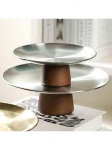 1个带木质底座的金属蛋糕架，适用于婚礼、蜡烛、珠宝展示、甜点桌等场合 - 彩色 - 查看 15