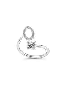 1pc Adjustable English Alphabet Letter Ring - Silver - View 23