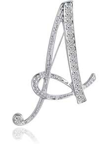 1 pièce paquet Broche géométrique simple de 26 lettres anglaises avec strass, broche élégante et de mode pour femmes. Épingle pour pull, manteau, robe, accessoires, sac, charme, école