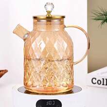 1pc New High Borosilicate Amber Glass Pitcher With Handle, Large Capacity Cold Water Jug, Home Use - Transparent - View 5