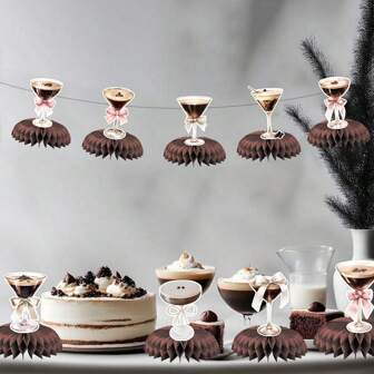 9 Pieces Of Tini Bit Old Honeycomb Center Decoration Black Martini Birthday Party Decoration