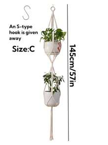 1pc Handwoven Planter Hanging Basket Net, Heavy Duty Macrame Plant Holder For Indoor&Outdoor Balcony, Bohemian/Nordic Style Thickened Plant Pot Hanging Mesh