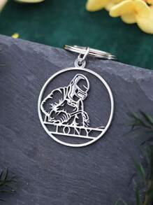 1pc Customized Welding Machine Pattern Name Letter Keychain - Fashionable Gold Stainless Steel Pendant, Personalized Gift For Halloween, Christmas And Thanksgiving - Multicolor - View 3