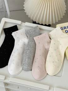 4 pares de calcetines cortos de mujer con puntos de malla, calcetines en negro, blanco, rosa y amarillo, ligeros, cómodos y transpirables, adecuados para primavera y verano, colores surtidos