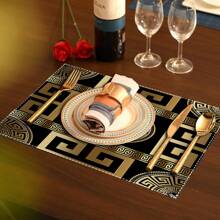 Dessous de table motif noir et doré de luxe, dessous de table décoratifs, dessous de table de luxe pour restaurant, décoration de fête, décoration de maison, dessous de table parfaits pour cadeaux, dessous de table de décoration de dîner, dessous de table parfaits pour la décoration de la maison