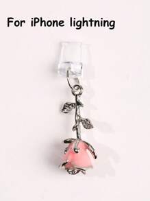 1 pezzo Tappo antipolvere con fiore di rosa 3D multicolore, accessorio pendente in metallo lega di stile retrò romantico di alta moda Y2K, ornamento trasparente in silicone per telefono, auricolare, tablet, Kindle, regalo ideale per San Valentino, per coppie e migliori amici, impermeabile e anti-polvere per porta di ricarica, compatibile con Lightning/Type-C, protegge saldamente la porta di ricarica