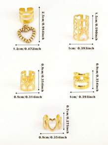 45pcs DIY Heart-Shaped Hair Ring Accessories Metal Cutout Adjustable Fashion Simple Dreadlocks Beads Suitable For Women Dating Valentines