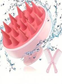Scalp Massager Shampoo Brush, Hair Scalp Scrubber Shower Hair Brush Head Massager For Stress Relax Hair Growth, Dandruff Brush Scalp Exfoliator For Women Men Kids Pets,Bath Comb, Soft Silicone Comb Teeth For Scalp Care,Shower Hair Scalp Scrubber Exfoliator For Dandruff Removal, Head Massage, Two Tone Massage Hair Washing Brush, Hair Brush/Hair Comb,Bath Brushes, Sponges & Scrubbers Home Bathroom Decor Fall Decor Back To School - Red - View 6