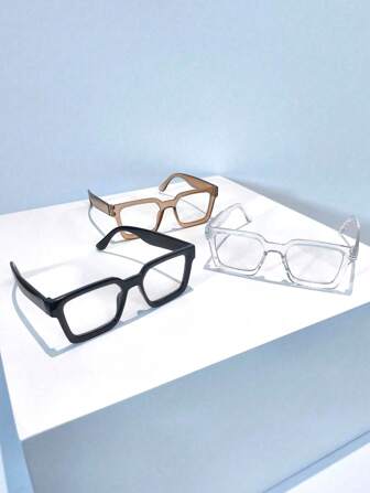 1pc Unisex Simple Fashion Square Clear Lens Glasses, Anti-Visual Fatigue For Computer, TV, Gaming, Phone Use, Suitable For Street Style, Business, Students, Holiday