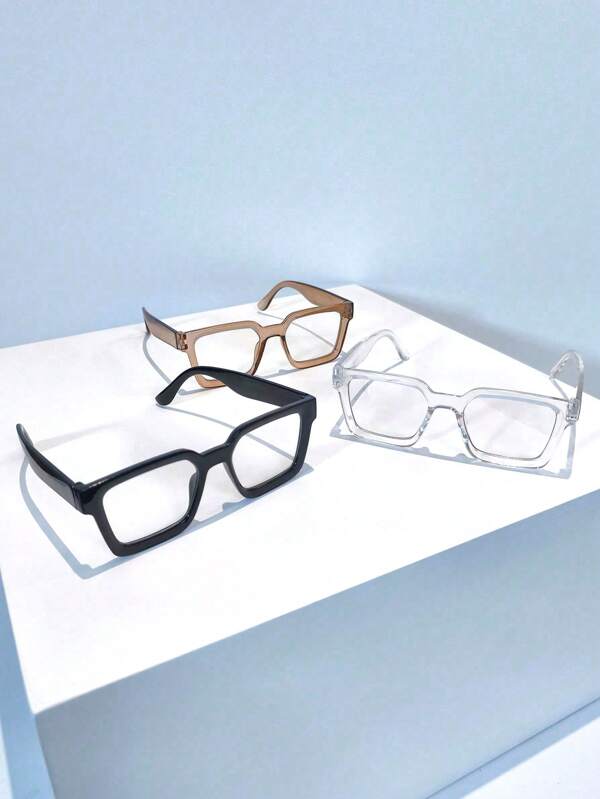1pc Unisex Simple Fashion Square Clear Lens Glasses, Anti-Visual Fatigue For Computer, TV, Gaming, Phone Use, Suitable For Street Style, Business, Students, Holiday