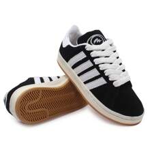 Tênis Moretto Linha Premium Campus Unissex Casual Skate Skatista Super Confortável Lançamento 2025 Dia a Dia Trabalho Barato Tendencia 2025 Super Leve Macio Elegante Camurça Sola Antiderrapante - Preto e Branco - Visão 3