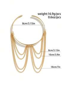 1pc Women's Minimalist Geometric Line Open Cuff Bracelet, Gold Color Jewelry For Daily Wear