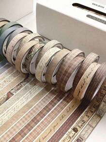 20 sztuk/pudełko Taśmy washi Cienki zestaw 7mm*3m Wielowzorzysta taśma maskująca do papieru, naklejki dekoracyjne na prezenty, taśma ręczna, taśma papierowa retro, antyczna taśma ręczna, kreatywna dekoracja DIY, świetna na prezent, pakowanie rzemiosła DIY, dziennik scrapbookingu