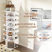 MoolSun 6/7-Story Rotating Display Rack,Self-Supporting 360 ° Rotating Shoe Organizer, High Sole Design ,Storage Rack, Rotating Shoe Display, 360 Degree Storage Circular Rotating Display Rack, Bag Rotating Display Rack,Suitable For 24/28 Pairs Of Shoes (6/7-Story White)Suitable For Entrance, Bedroom, Living Room, Office, Conference Room Rotating Storage Platform. - B2(7層白色) 高底設計 - 查看 9