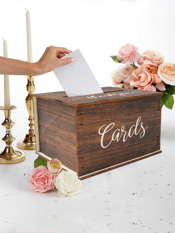 1Set Rustic Wooden Wedding Card Box Sign-In Box With Slot, Multifunctional Wedding Registration Box,Wedding Invitation Card Placement Box For Wedding Party Decoration Supplies,Perfect For Reception, Gifts, And Money,Bridal Shower Decor,Length: 20 Width: 15.5 Height: 12