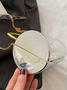 1 件时尚银色亚克力金属外观手提包，带龙头和龙鳞手柄，斜挎包非常适合晚会、婚礼、派对、俱乐部，是情人节或生日礼物的理想选择 - 銀色 - 查看 6