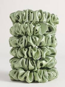 12个装缎面纯色鼠尾草绿发圈，休闲马尾辫发饰，弹性发带，家居美发配饰，发圈 - 鼠尾草綠 - 查看 3