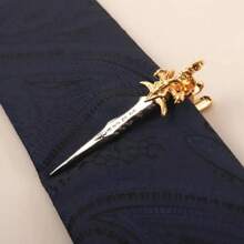 1 pieza Clip para corbata de hombre, con diseño de espada antigua, "Dolor helado", diseño de arma, en colores oro, plata, negro antiguo, de material de cobre, regalo de negocio para el padre o pareja