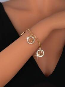 1pc Fashion Twelve Constellation Bracelet Personalized And Versatile Round Hollow Bracelet Student Couple Gift, Gemini, Leo, Capricorn, Metal Bracelet Twelve Constellation Couple Bracelet