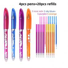 48pcs/Set Erasable Gel Pens With 8 Colors, Refillable, With Pocket Clip, Suitable For School And Office Supplies, Perfect Back To School Gift