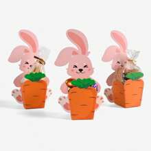 10pcs Bunny & Carrot Shaped Paper Candy Boxes, Easter Gift Packaging, Party Decor & Favor Mini Gift Boxes