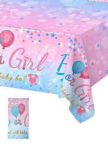 1 件粉蓝色性别揭示桌布、一次性 PE 桌布、防水桌布、性别揭示派对用品、迎婴派对装饰、1 岁生日派对装饰、节日派对用品、桌面装饰、厨房装饰、家居装饰 - 彩色 - 查看 3