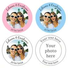 30-1000 Pieces Personalised Photo Stickers Labels, Wedding Stickers, Photo Labels, Birthday Party Stickers, Personalised, Custom