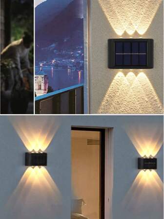 1 件太阳能户外壁灯，带 6/8/10 LED，防水壁挂式照明，适用于花园、露台、景观和婚礼装饰，太阳能户外灯