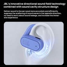 JBL Bluetooth Headset Soundgear Sense Open Wireless Bluetooth HD Call 24 Hours Hybrid Battery Life Bone Conduction Upgrade Air Conduction Sports Running Ear-Hook Blue