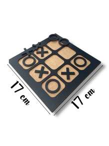 Jogo da Velha Pedagógico infantil em MDF preto e cru tic tac toe 17x17 - Preto - Visão 2