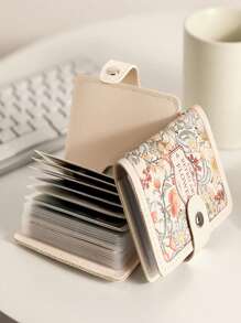 1pc Women Cute Leather Card Holder, Suitable For ID Card, Name Card, Bank Card, Credit Card For Women, Teenagers, Girls, Floral Print, Modern Design
