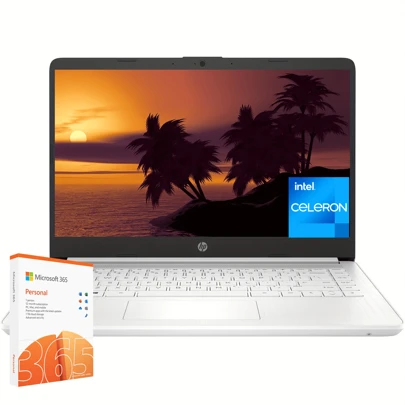  HP 14" Ultral Light Laptop, For Students And Business, 1-Year Office 365, Intel Quad-Core Processor, Long Battery Life, Intel UHD Graphics, Win11 H In S Mode, Snowflake White