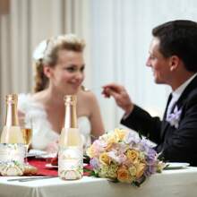 6 etiquetas para botellas de agua para boda, con mensaje de bienvenida y agradecimiento, decoración con flores y follaje para el día de la boda, pegatinas para botellas de agua para boda