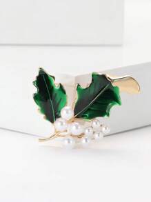 Fashionable Faux Pearl Leaf Brooch For Women Plant Brooch Dress Suit Pin Accessories Party Banquet Gift - Pearl Leaf - View 1