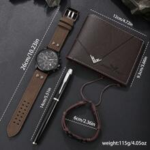 4-Piece Gift Set For Men: Wallet, Bracelet, Watch, Pen. Professional Business Accessories Set To Boost Your Workplace Presence