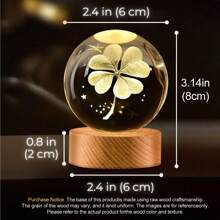 1pc Beautiful Crystal Ball Night Light, 3D Crystal Ball Night Light Warm Light Switch LED Space Decoration, Crystal Ball Sphere Decorative Light With LED Base, Galaxy Cluster'saturn Moon'solar System Milky Way, Rabbit Watching The Moon, Jellyfish, Starry Sky Walk, Four-Leaf Clover Or Unicorn Crystal Ball Desktop Lighting, Home, Bedroom Decorative Light, Bedroom Ornaments, Creative Valentine's Day, Gift, Gift For Boys And Girls