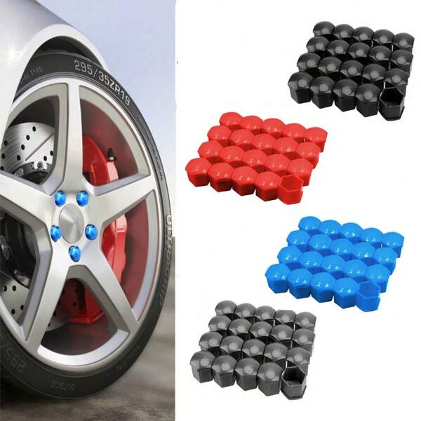 21 pièces Cache-moyeu de roue de voiture, cache de protection pour écrou de roue, cache de vis de pneu, cache décoratif anti-poussière pour pneu