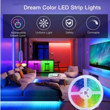 Smart LED Bedroom Strip Lights, 3.28-98.43ft RGB Color Changing Mood Light, APP + 24-Key Remote Control, Can Change Brightness And Flashing Mode, Suitable For Living Room, Bedroom, Bar, Wedding, New Year And Valentine's Day Party Decor